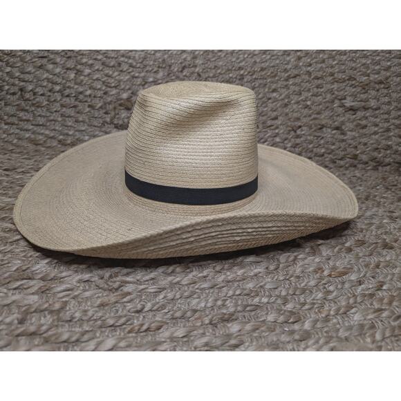 SANTOS HATS WOMEN\'S WIDE BRIM PALM LEAVES HAT W/BLACK BAND SIZE 6 5/8 main image 5